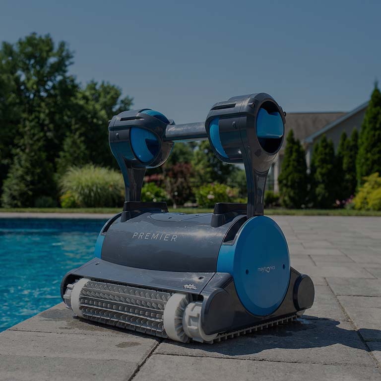 Dolphin robotic pool cleaner operating in a backyard pool in Elkhart, IN